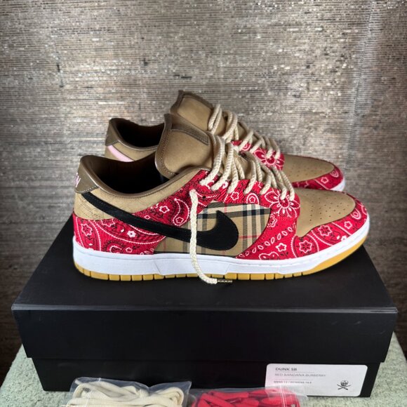 Shoe Surgeon Red Bandana Burberry Dunk SB - Picture 11 of 15